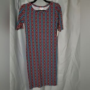 NWT Lularoe Julia, multicolored geometric pattern, size XS